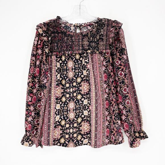 Maurices Long Sleeve Floral Ruched Top Size Medium - Picture 1 of 8
